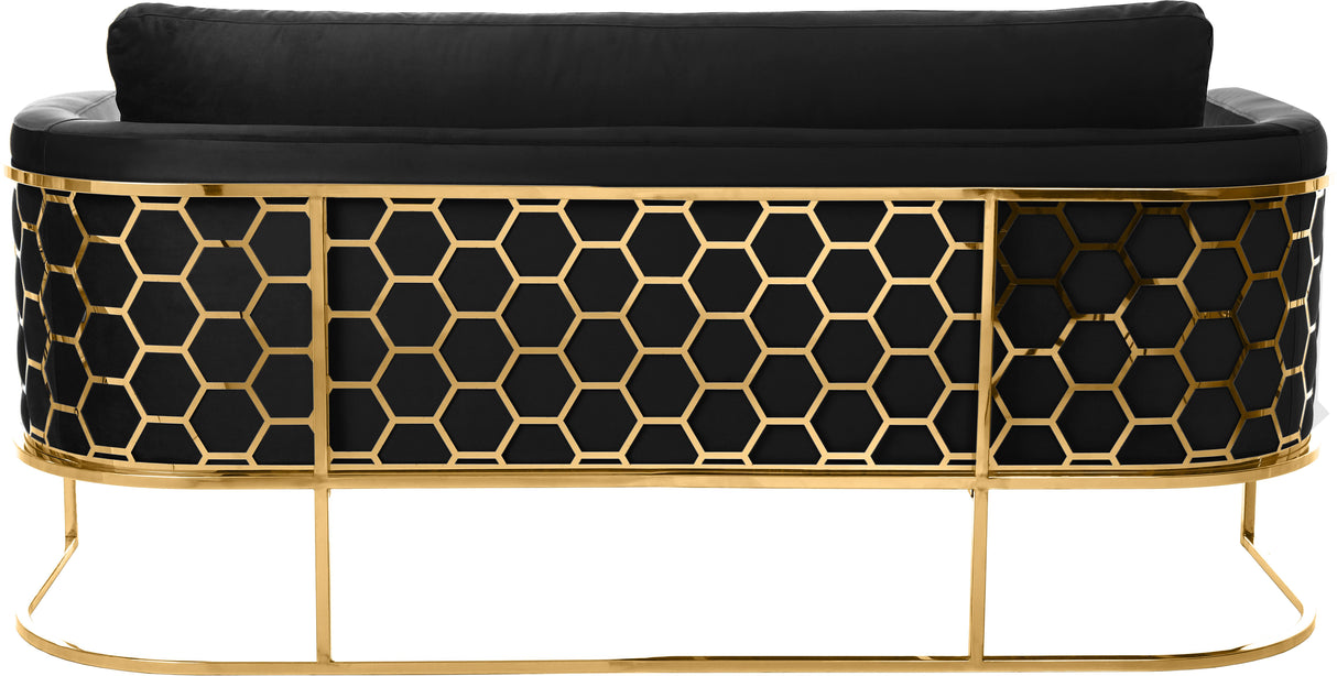 Casa Black Velvet Sofa - galleria furniture outlet