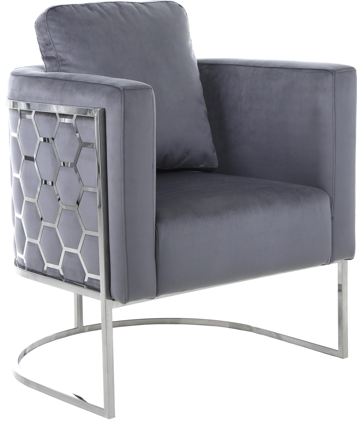 Casa Grey Velvet Chair - galleria furniture outlet