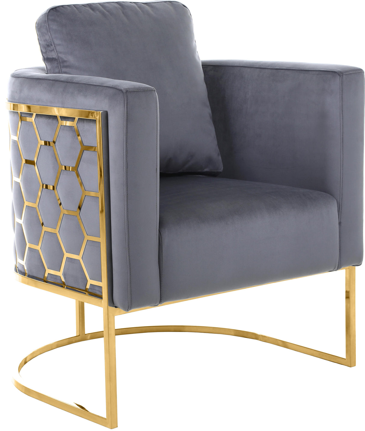 Casa Grey Velvet Chair - galleria furniture outlet