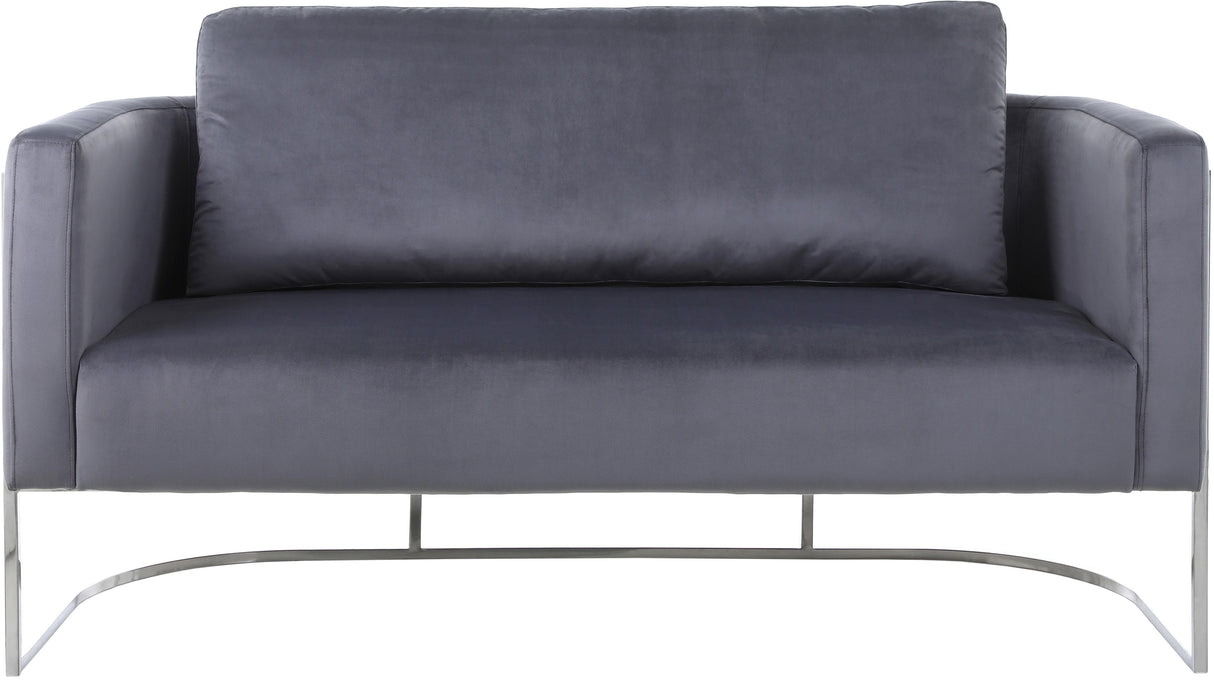 Casa Grey Velvet Loveseat - galleria furniture outlet