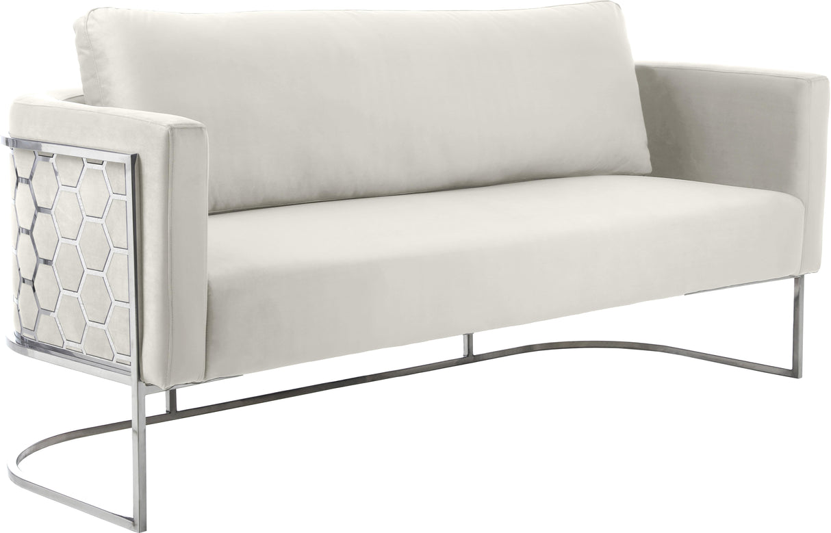Casa Cream Velvet Sofa - galleria furniture outlet