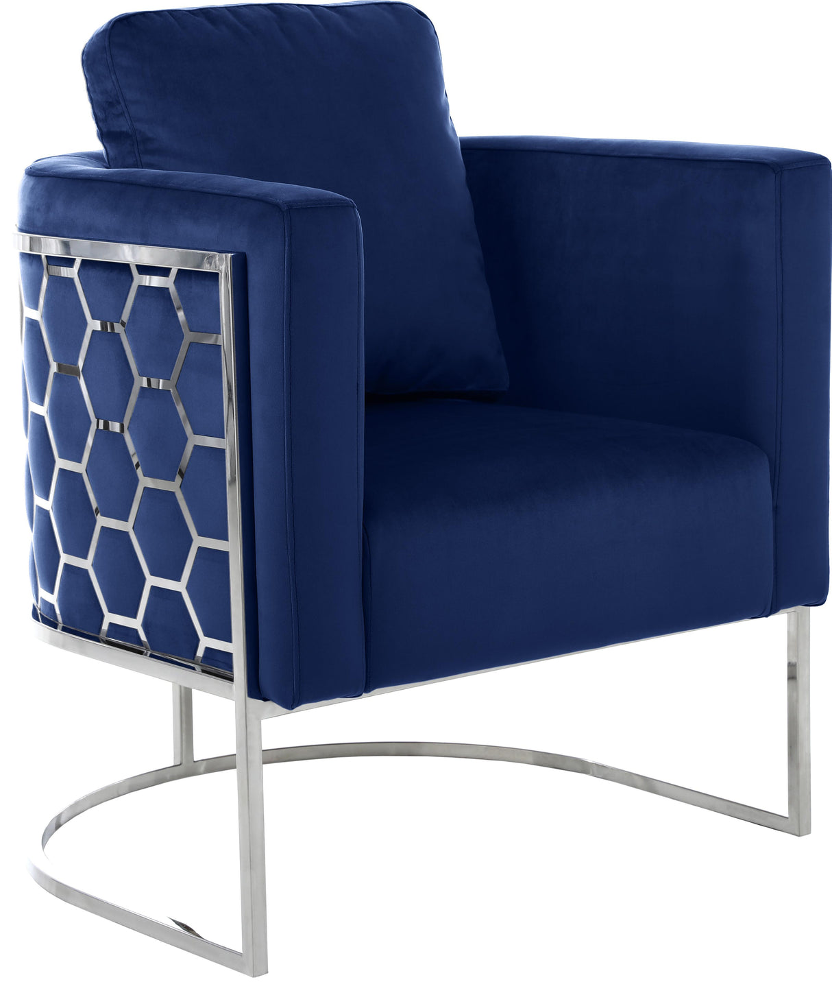 Casa Navy Velvet Chair - galleria furniture outlet