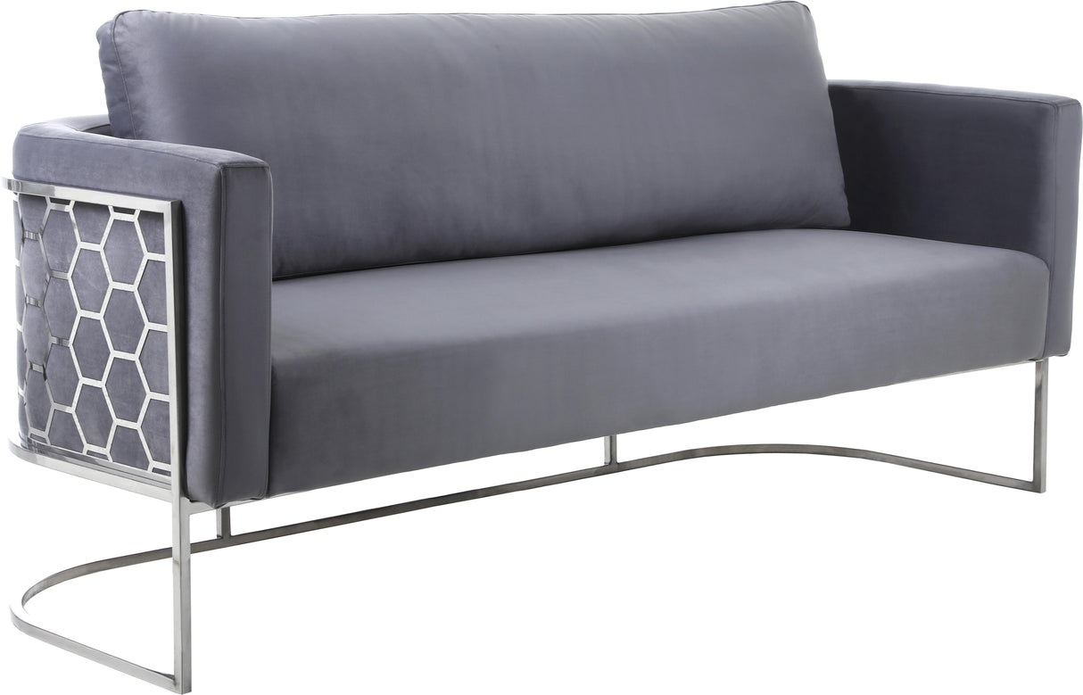 Casa Grey Velvet Sofa - galleria furniture outlet
