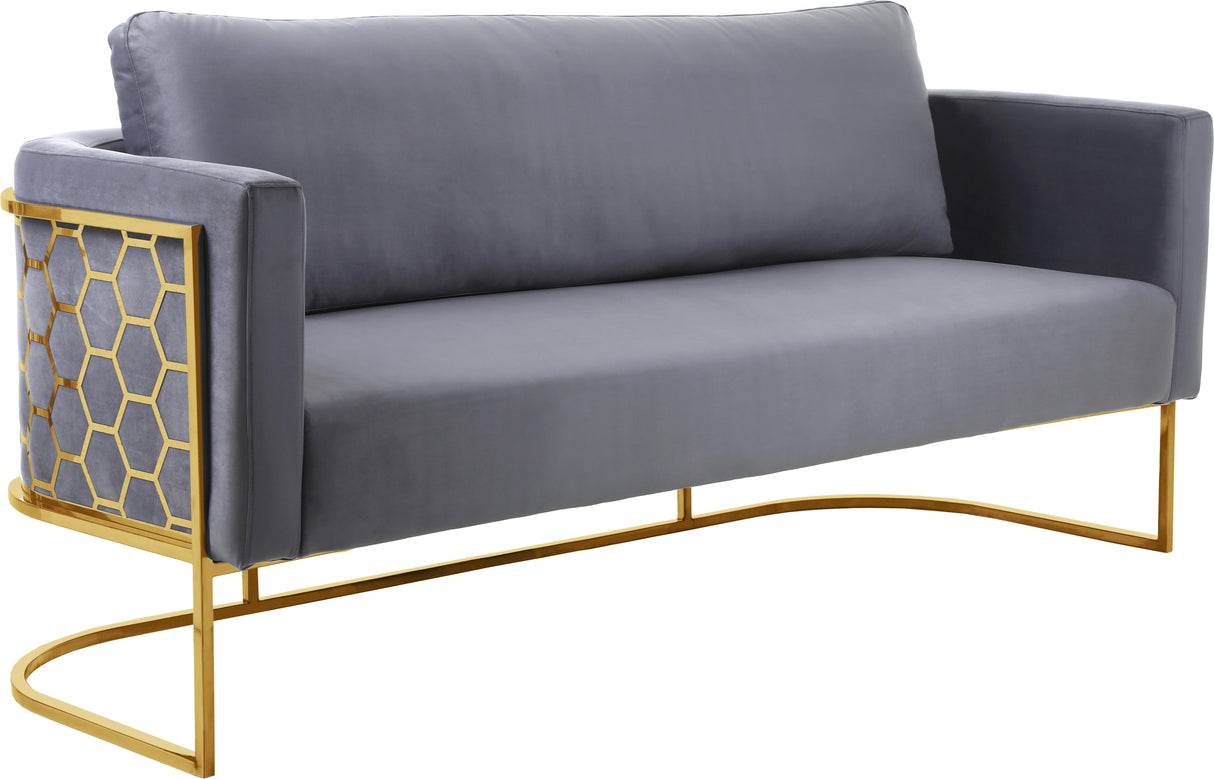 Casa Grey Velvet Sofa - galleria furniture outlet