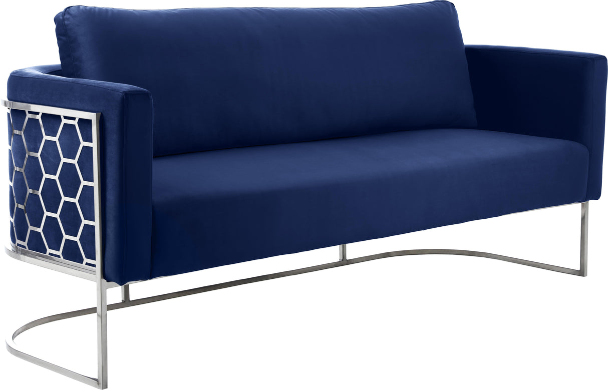 Casa Navy Velvet Sofa - galleria furniture outlet