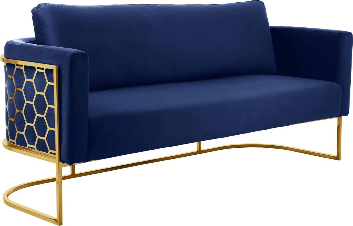 Casa Navy Velvet Sofa - galleria furniture outlet