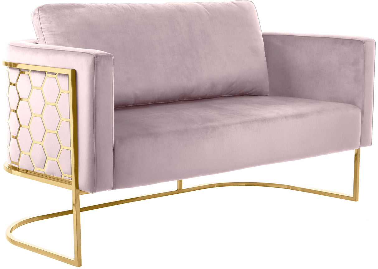Casa Pink Velvet Loveseat - galleria furniture outlet