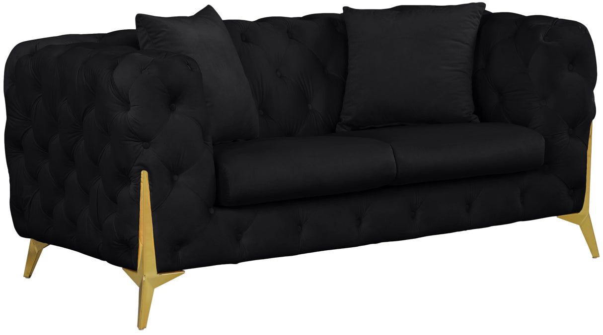 Kingdom Black Velvet Loveseat - galleria furniture outlet