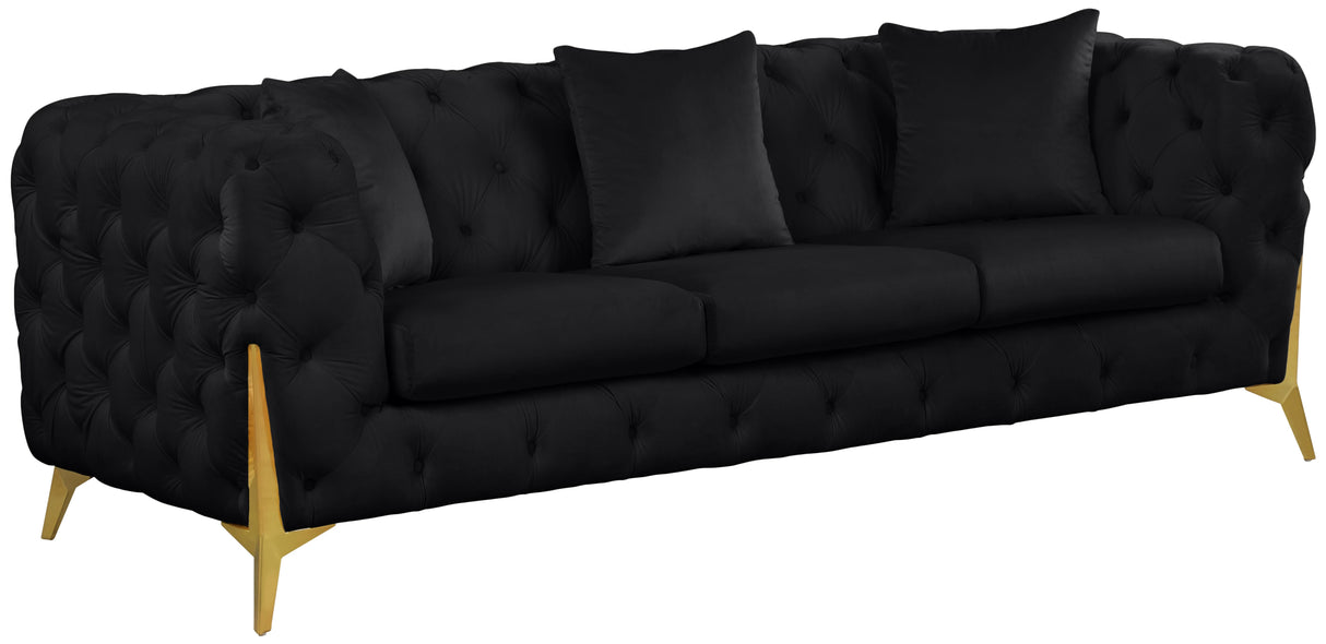 Kingdom Black Velvet Sofa - galleria furniture outlet