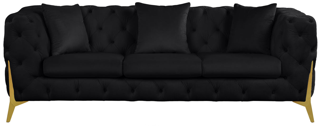 Kingdom Black Velvet Sofa - galleria furniture outlet