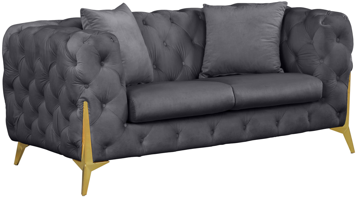Kingdom Grey Velvet Loveseat - galleria furniture outlet