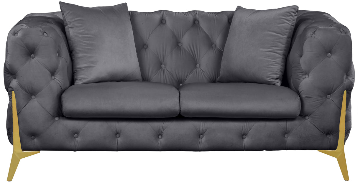 Kingdom Grey Velvet Loveseat - galleria furniture outlet