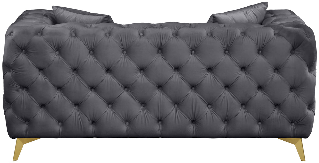 Kingdom Grey Velvet Loveseat - galleria furniture outlet