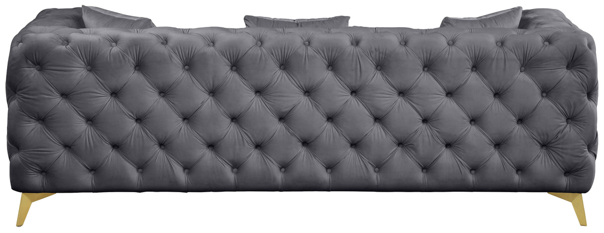 Kingdom Grey Velvet Sofa - galleria furniture outlet