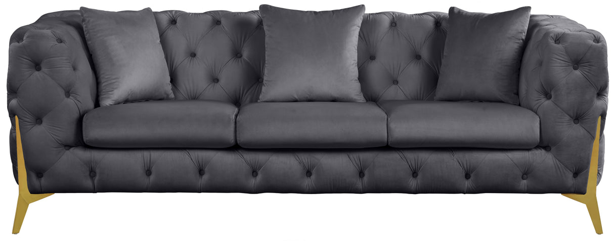Kingdom Grey Velvet Sofa - galleria furniture outlet