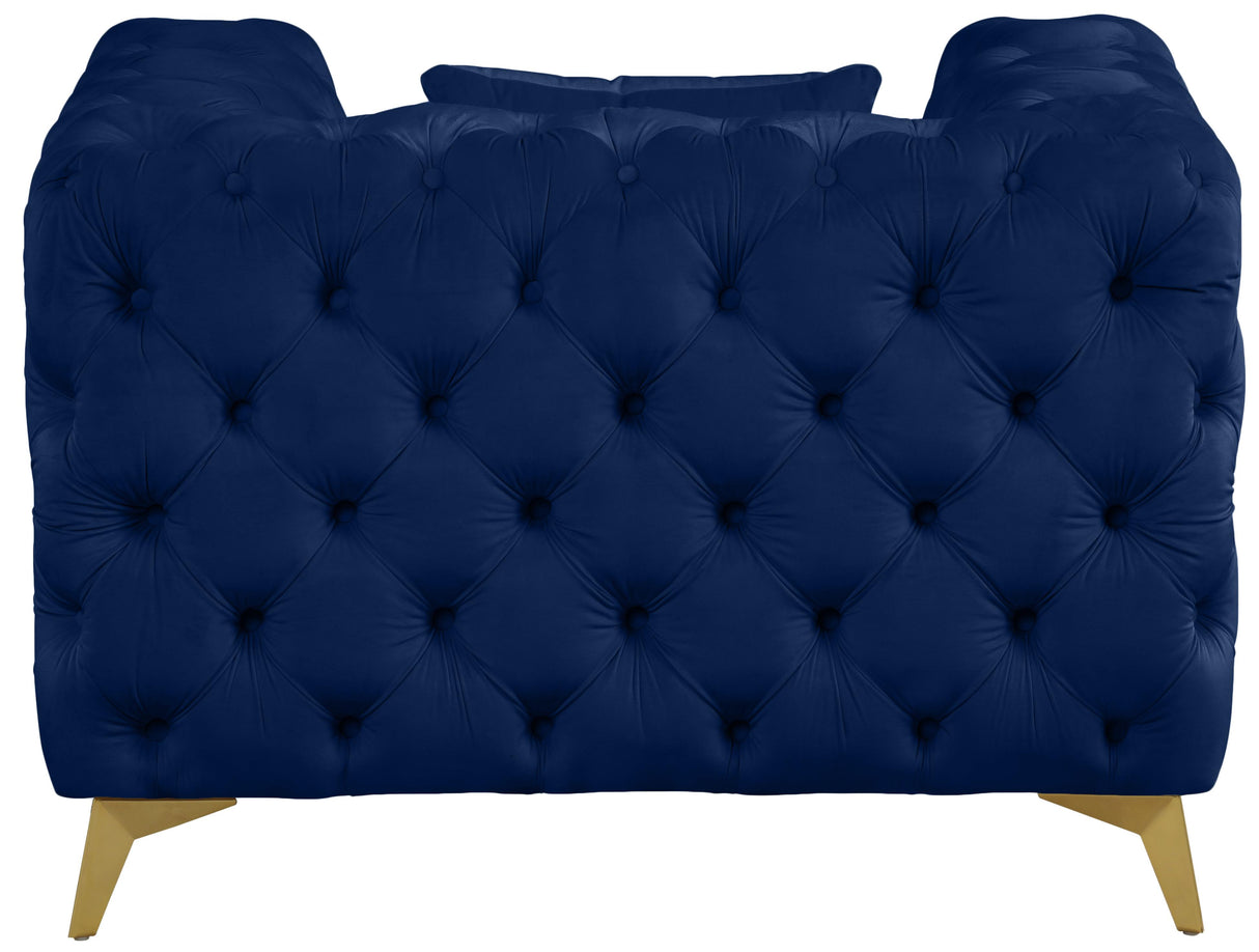 Kingdom Navy Velvet Chair - galleria furniture outlet