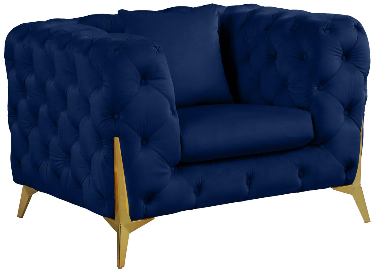 Kingdom Navy Velvet Chair - galleria furniture outlet