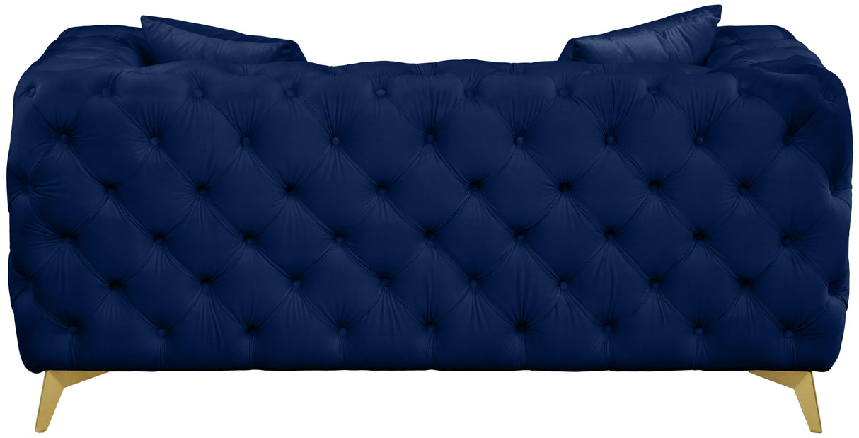 Kingdom Navy Velvet Loveseat - galleria furniture outlet