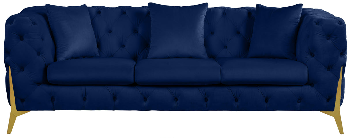 Kingdom Navy Velvet Sofa - galleria furniture outlet