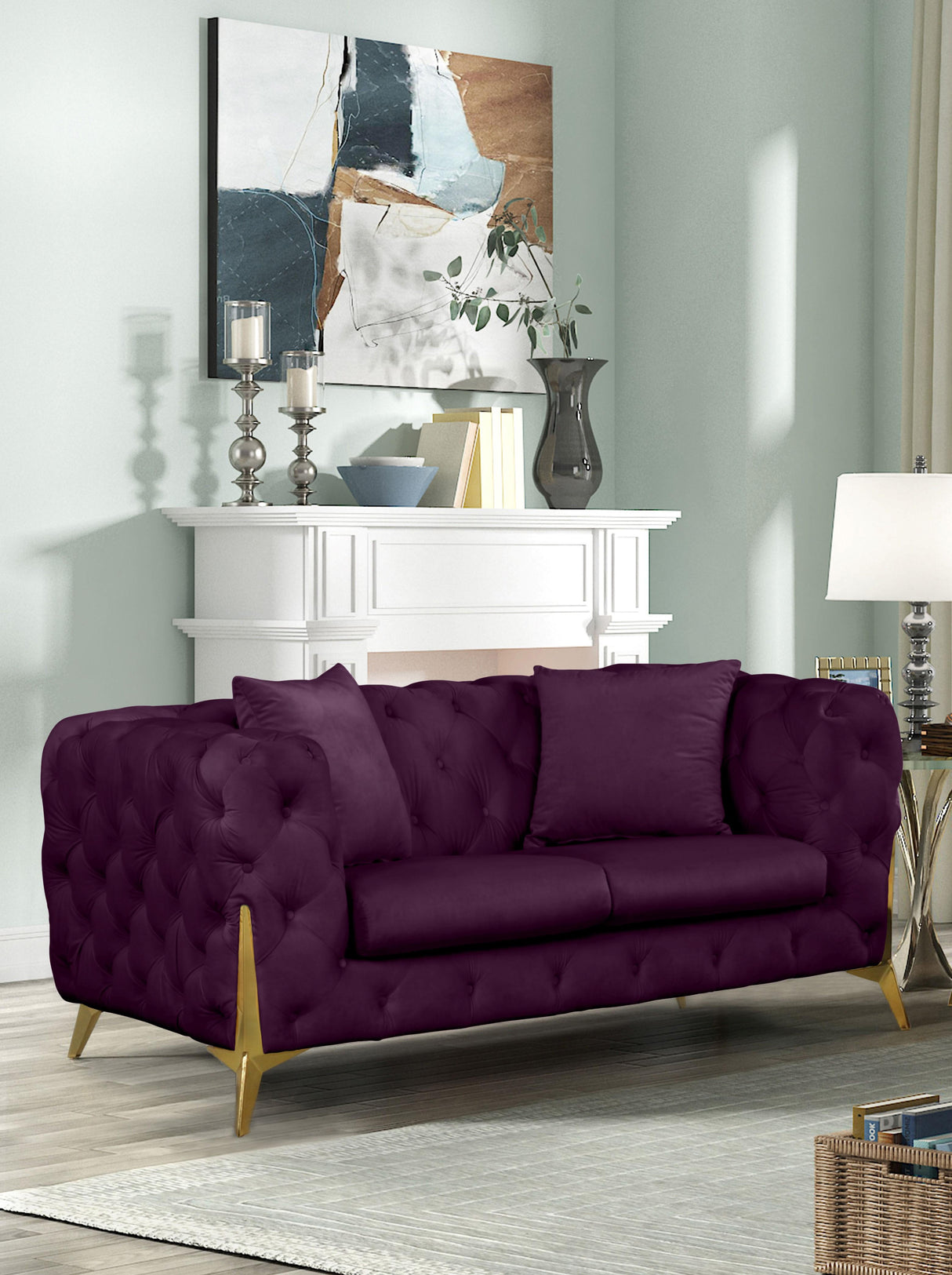Kingdom Purple Velvet Loveseat - galleria furniture outlet