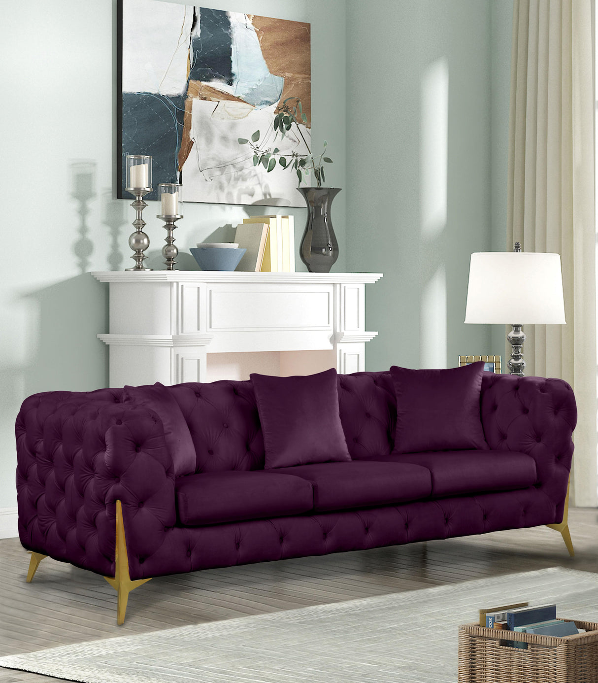Kingdom Purple Velvet Sofa - galleria furniture outlet