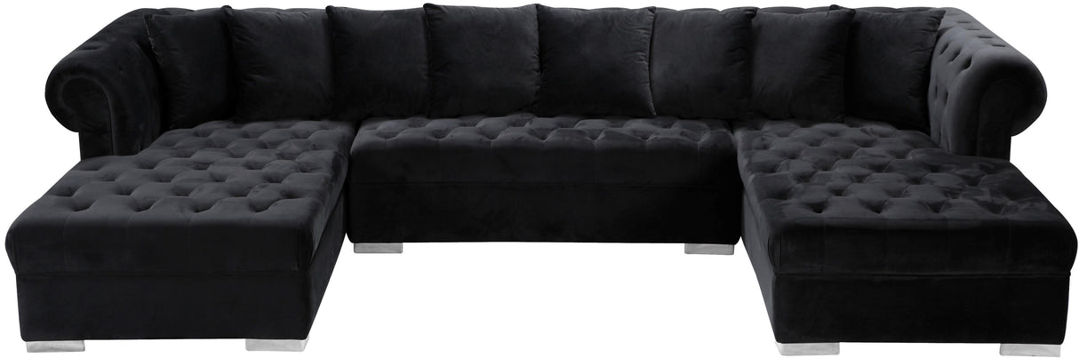 Presley Black Velvet 3pc. Sectional - galleria furniture outlet