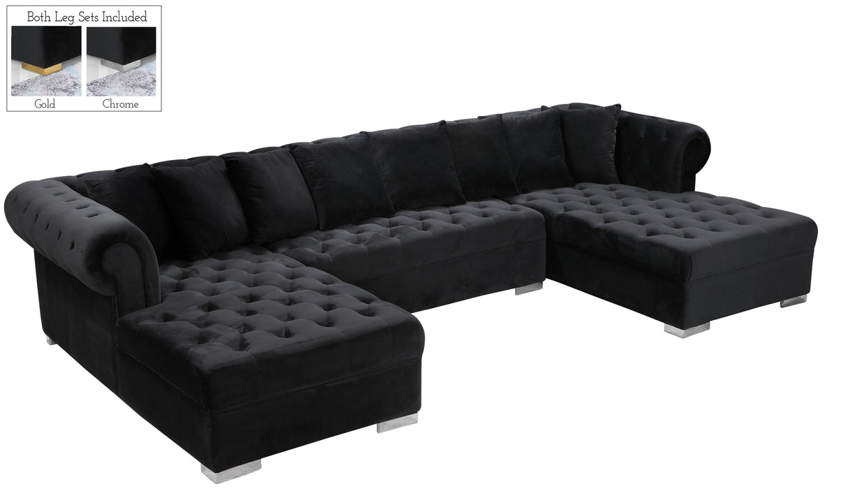 Presley Black Velvet 3pc. Sectional - galleria furniture outlet