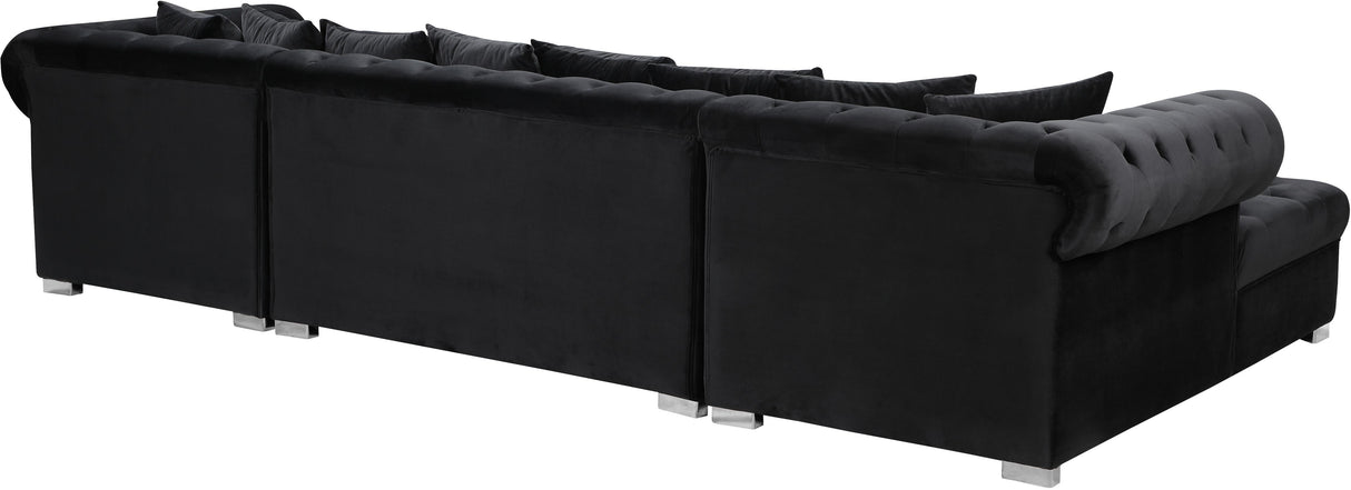 Presley Black Velvet 3pc. Sectional - galleria furniture outlet