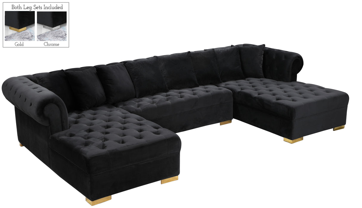 Presley Black Velvet 3pc. Sectional - galleria furniture outlet