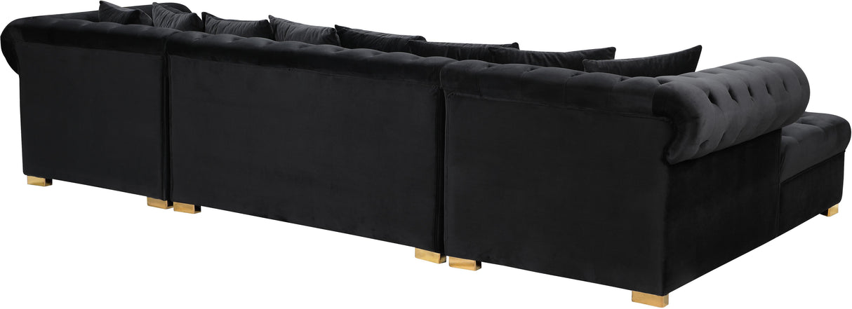 Presley Black Velvet 3pc. Sectional - galleria furniture outlet