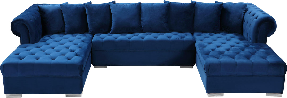 Presley Navy Velvet 3pc. Sectional - galleria furniture outlet