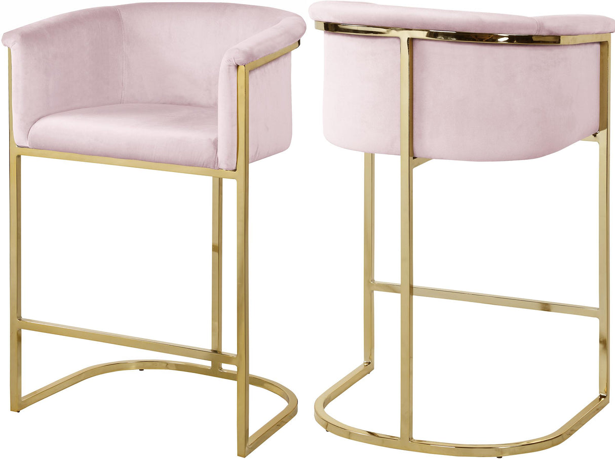 Donatella Pink Velvet Stool - galleria furniture outlet