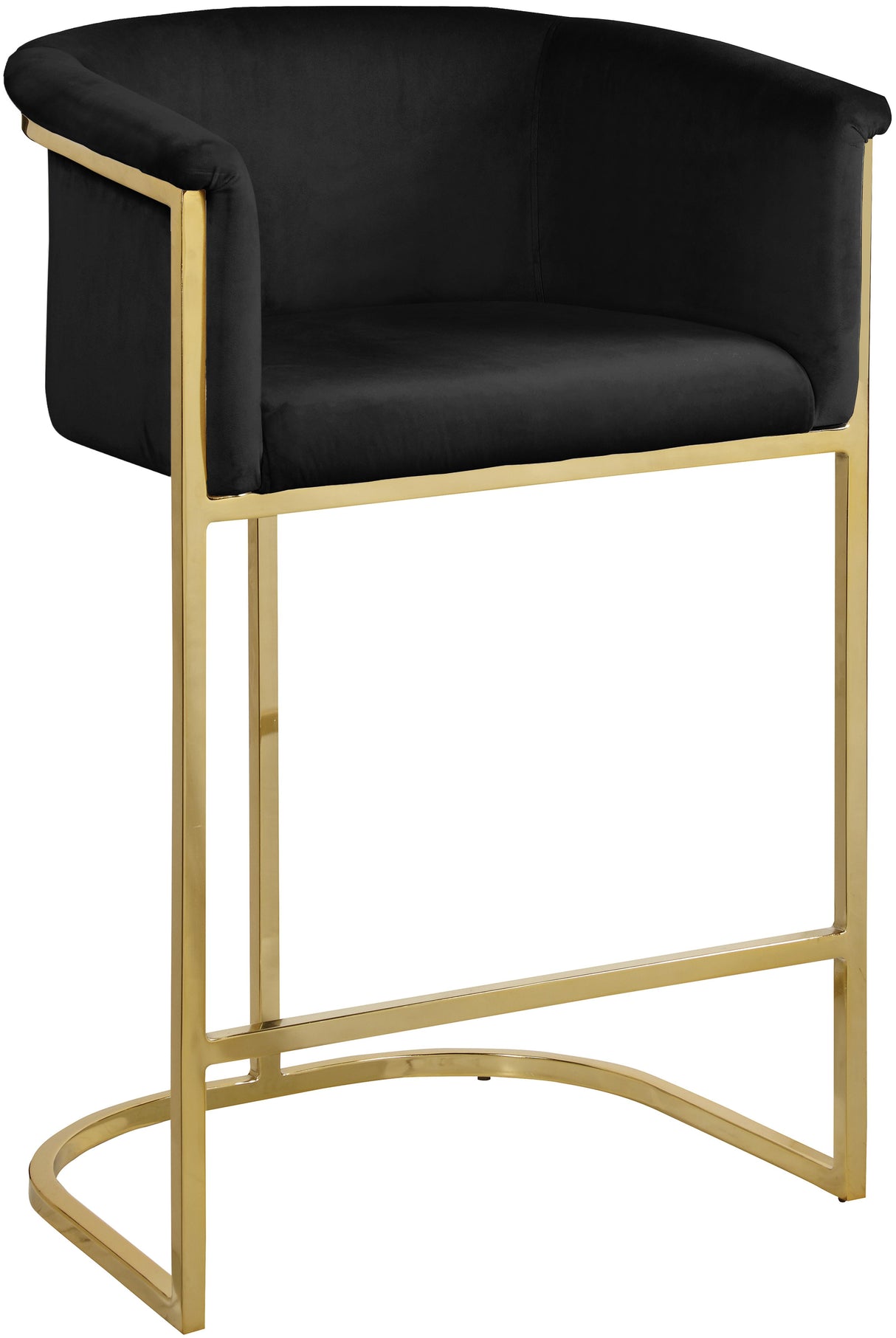Donatella Black Velvet Stool - galleria furniture outlet
