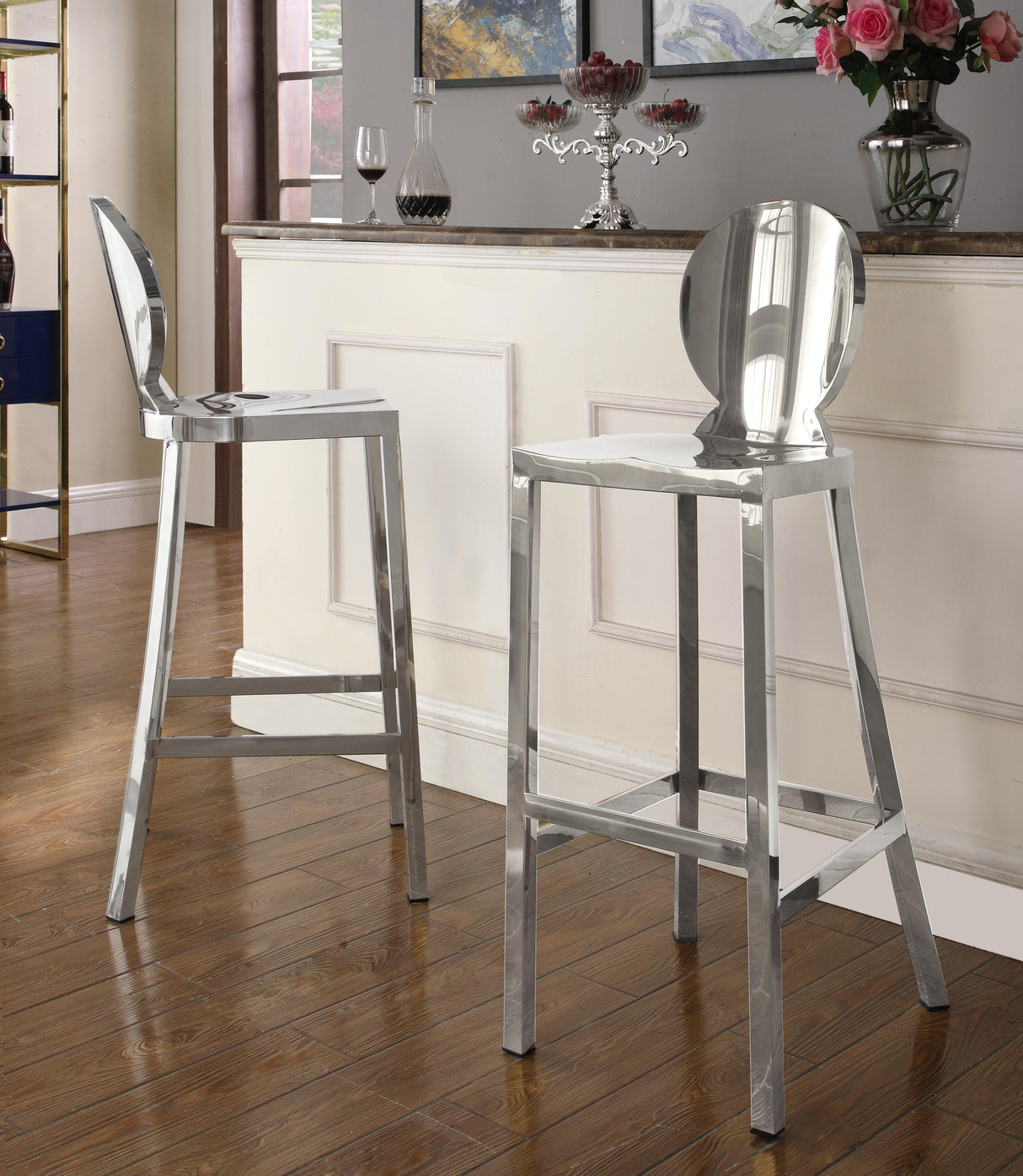 Maddox Chrome Stool - galleria furniture outlet