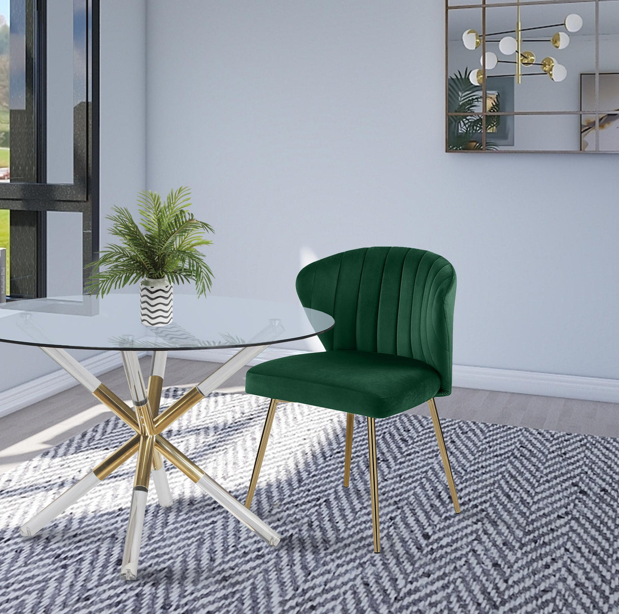 Finley Green Velvet Dining Chair - galleria furniture outlet