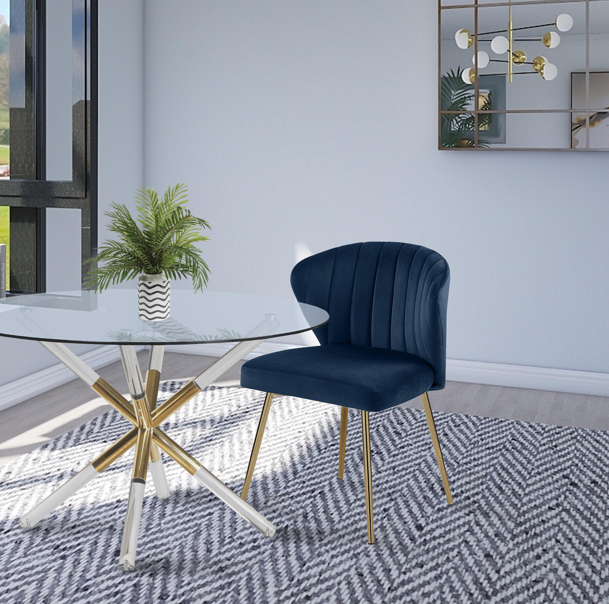 Finley Navy Velvet Dining Chair - galleria furniture outlet