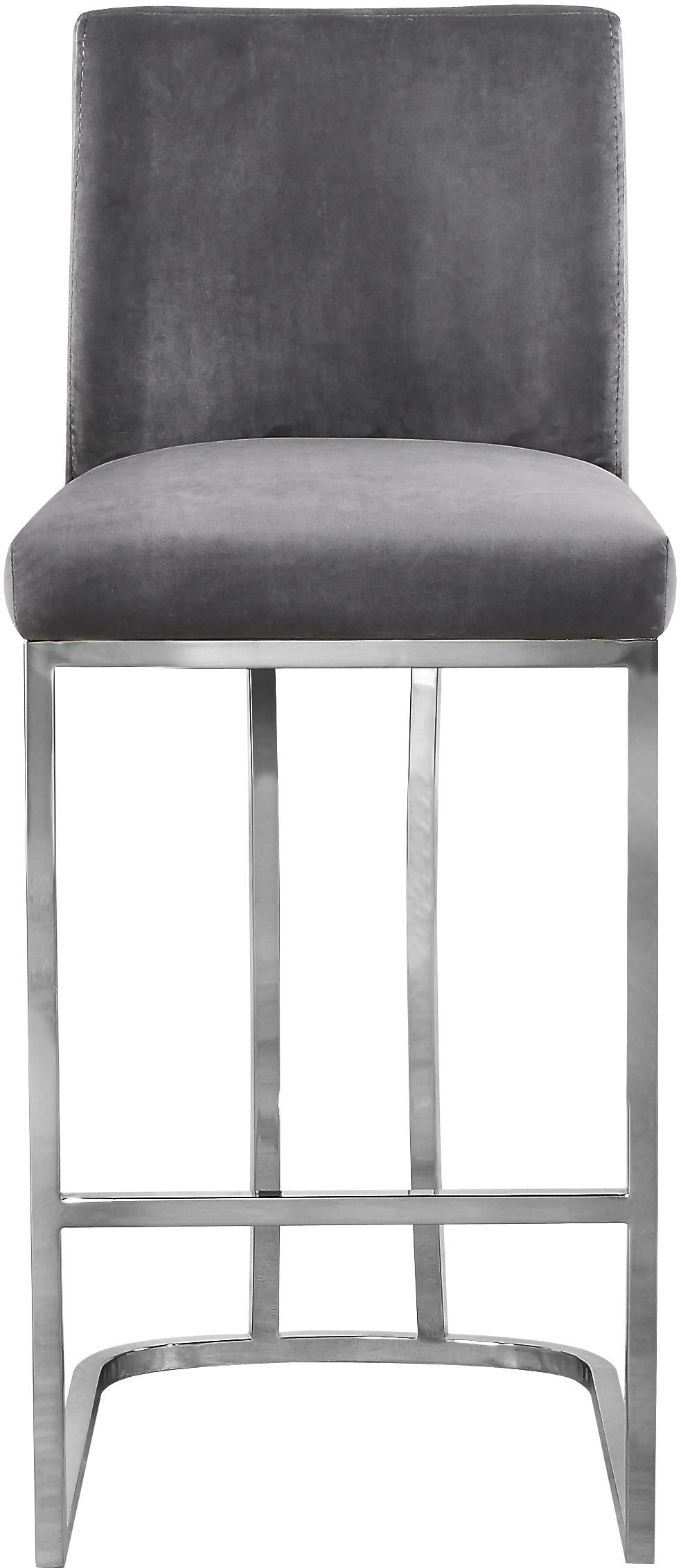 Heidi Grey Velvet Stool - galleria furniture outlet