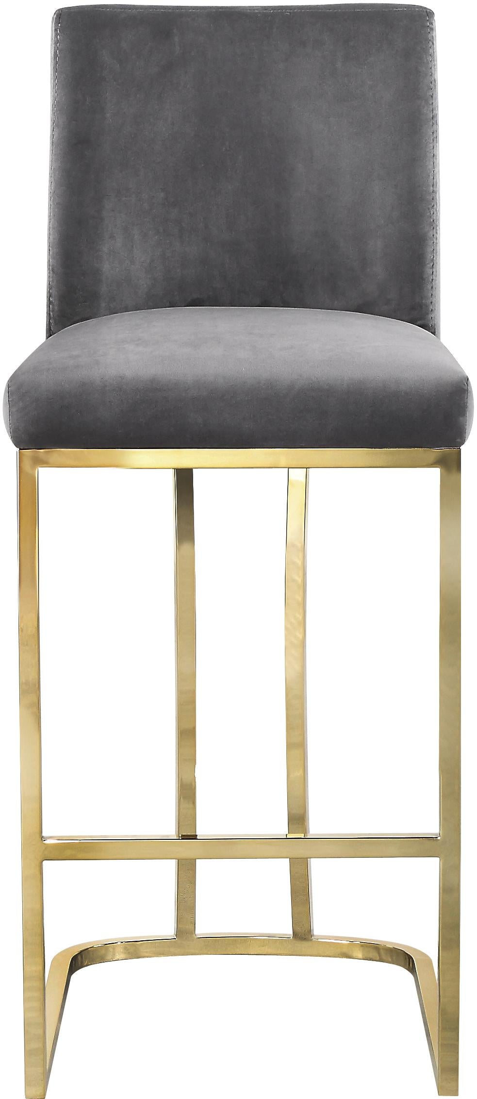 Heidi Grey Velvet Stool - galleria furniture outlet