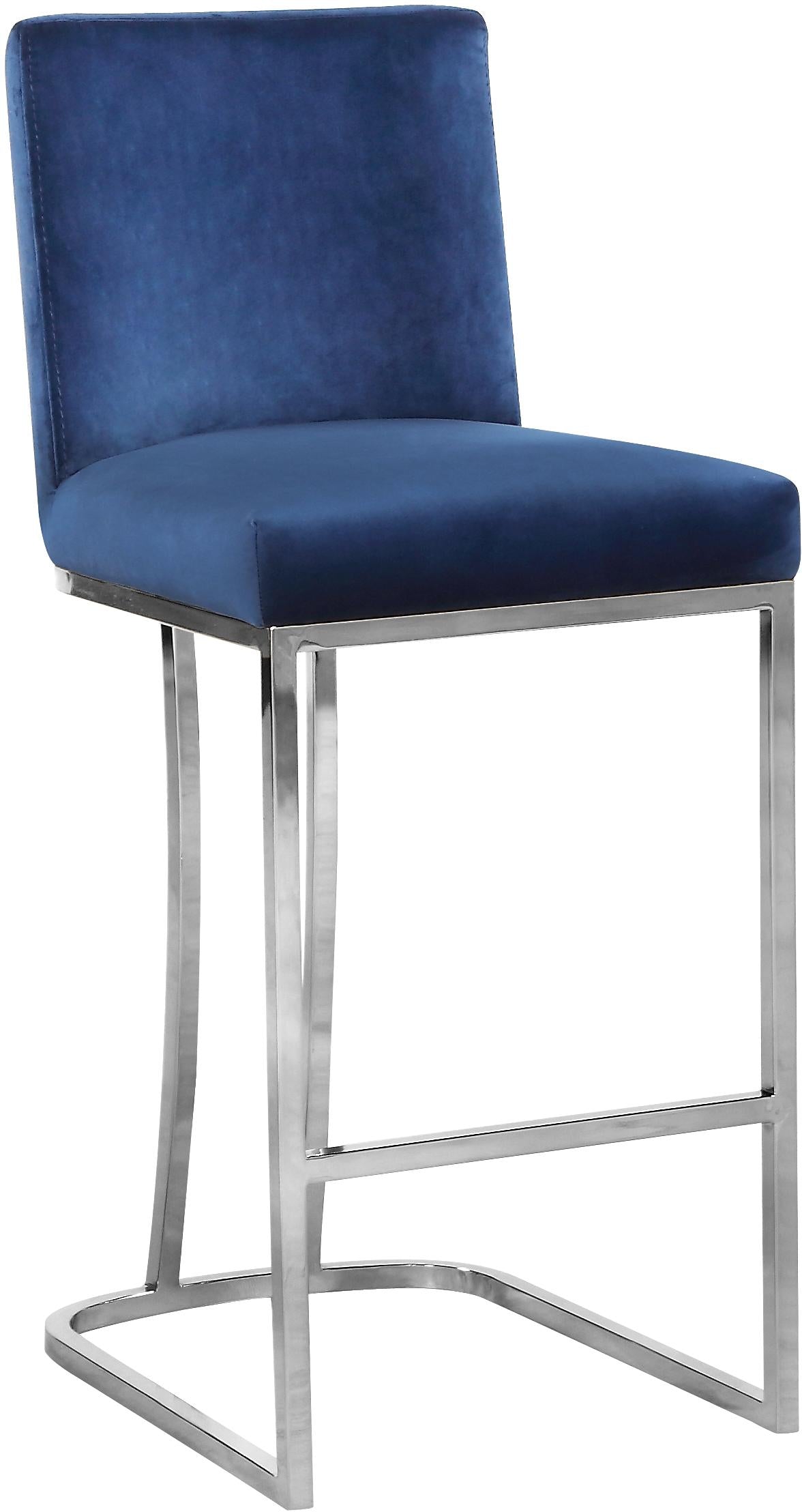 Heidi Navy Velvet Stool - galleria furniture outlet