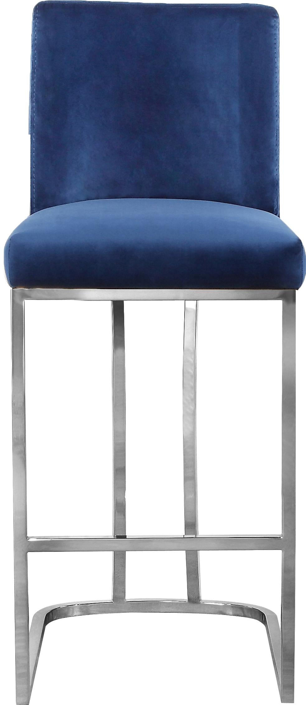Heidi Navy Velvet Stool - galleria furniture outlet
