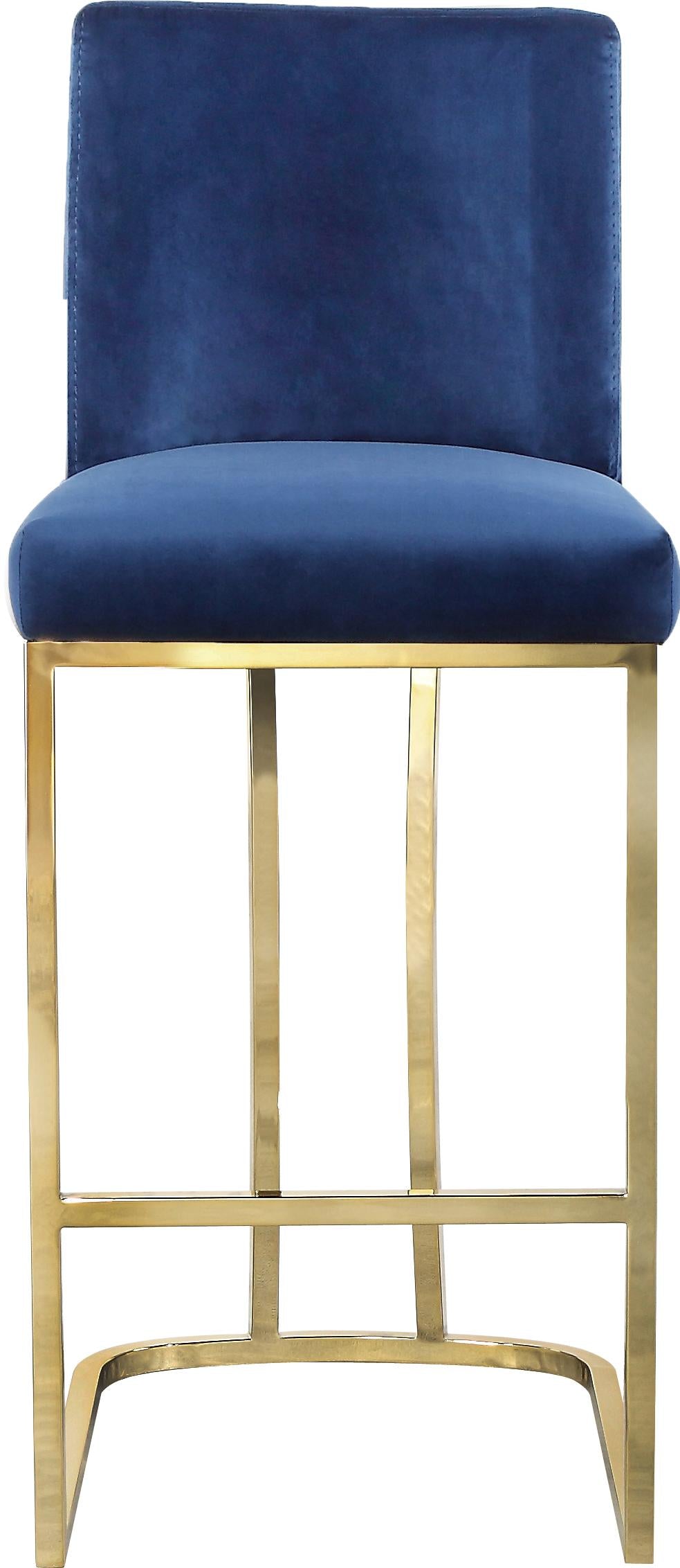 Heidi Navy Velvet Stool - galleria furniture outlet