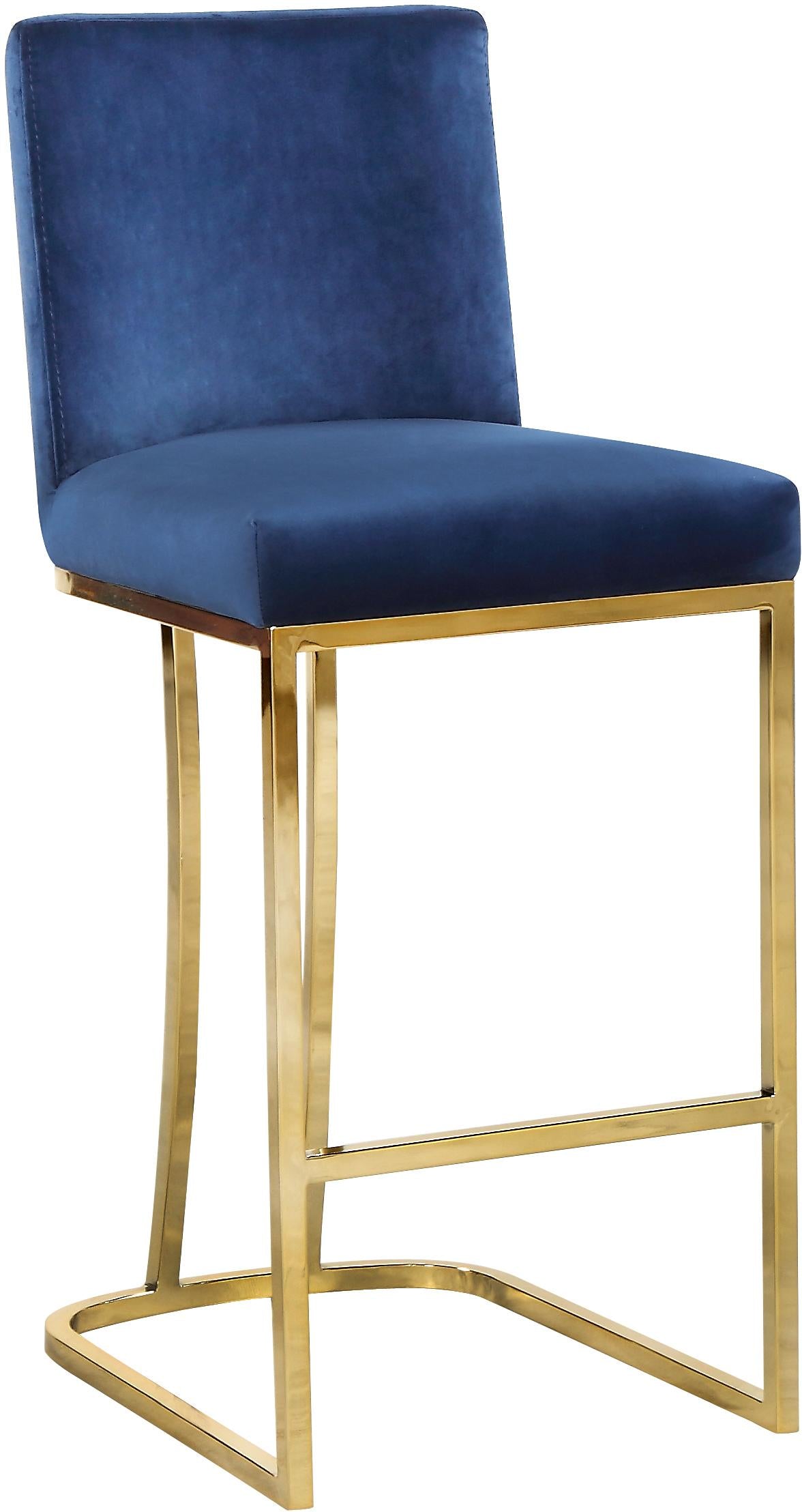 Heidi Navy Velvet Stool - galleria furniture outlet