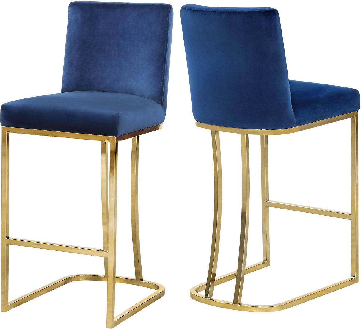 Heidi Navy Velvet Stool - galleria furniture outlet