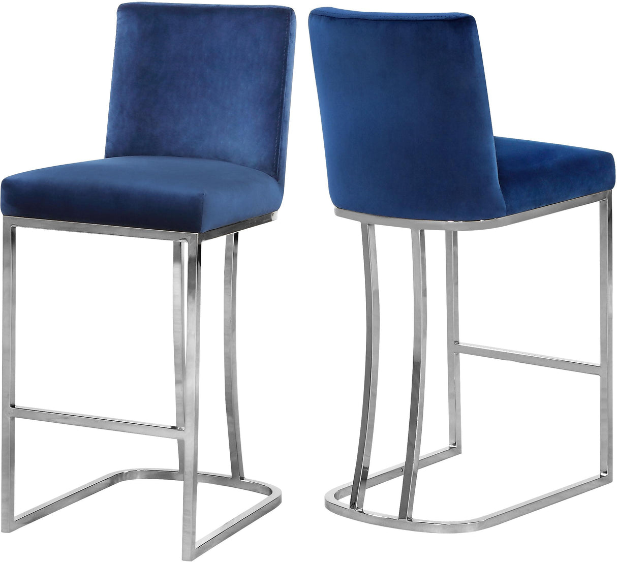 Heidi Navy Velvet Stool - galleria furniture outlet