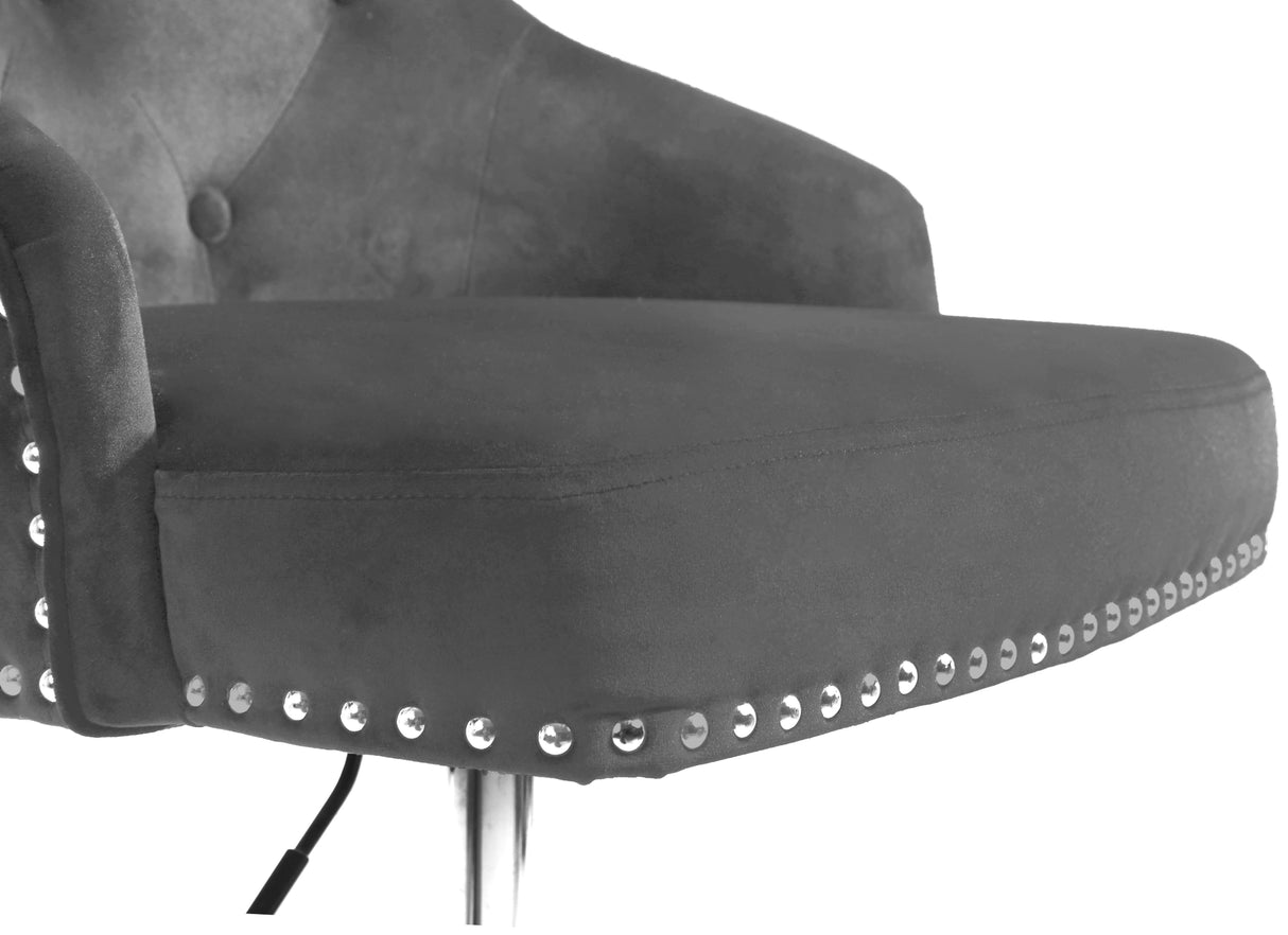 Claude Grey Velvet Adjustable Stool - galleria furniture outlet