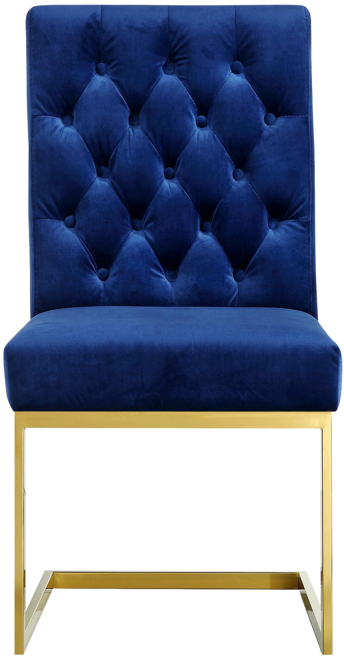 Cameron Navy Velvet Dining Chair - galleria furniture outlet