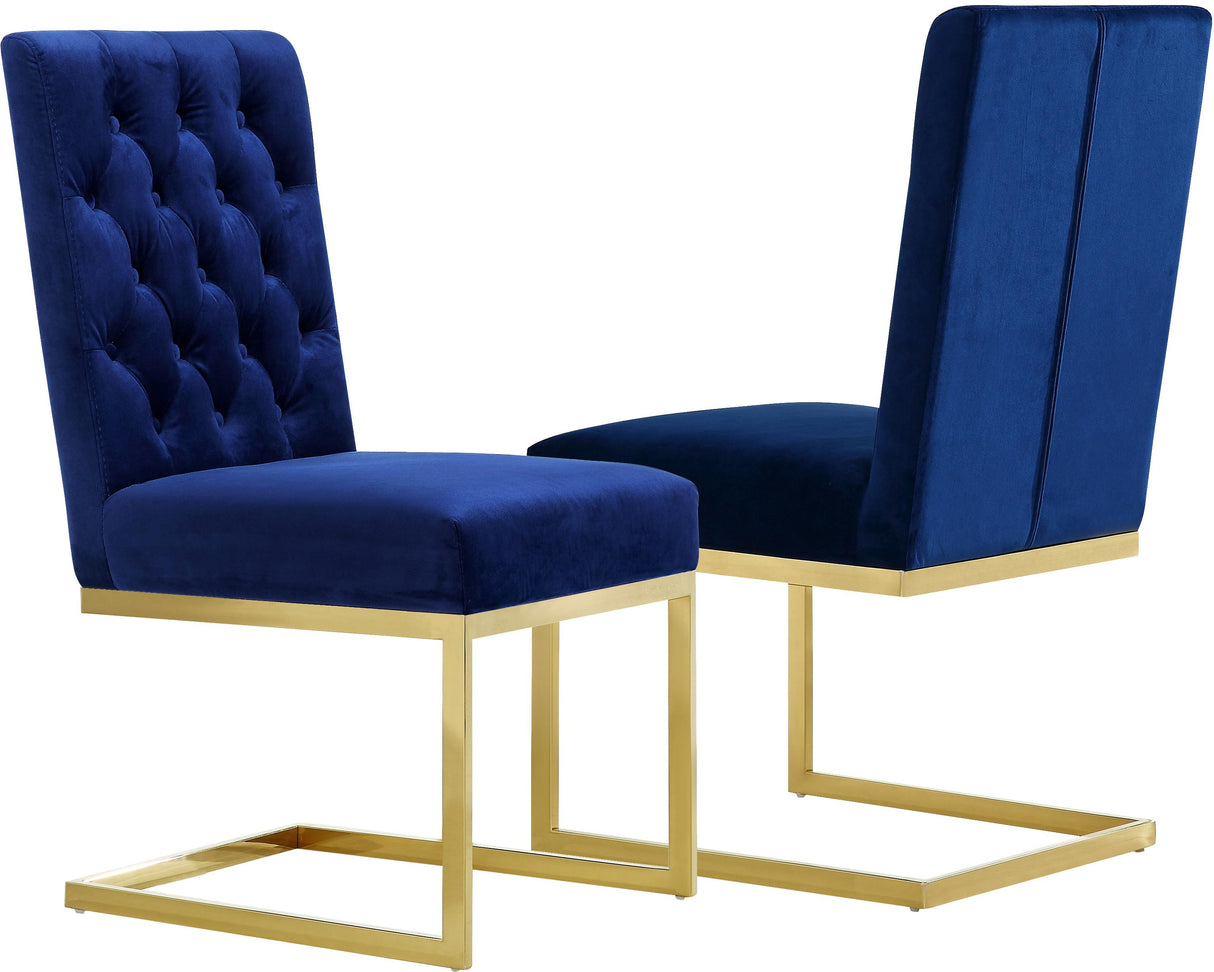 Cameron Navy Velvet Dining Chair - galleria furniture outlet