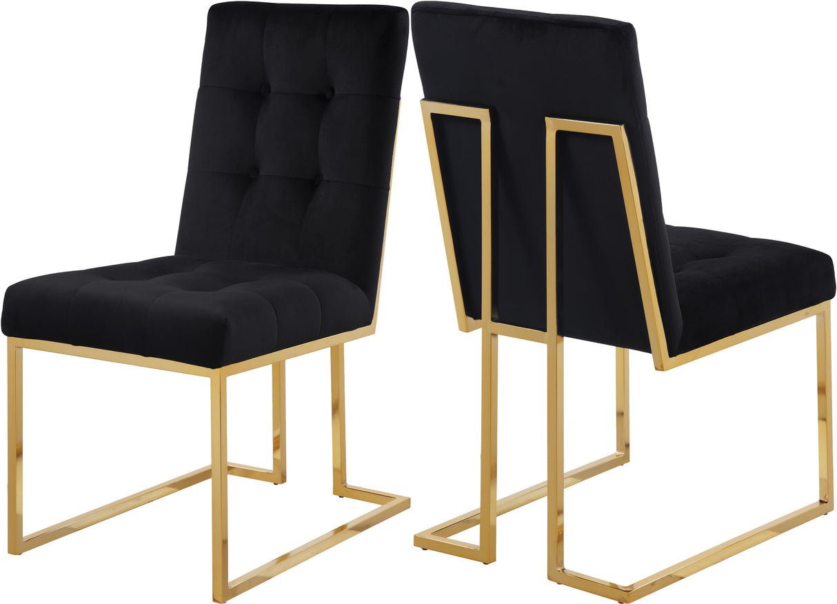 Pierre Black Velvet Dining Chair - galleria furniture outlet