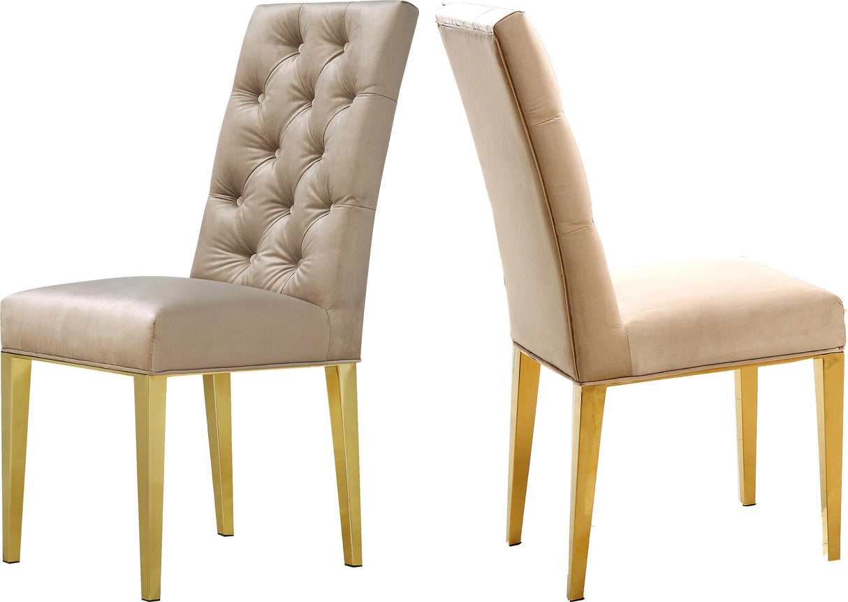 Capri Beige Velvet Dining Chair - galleria furniture outlet