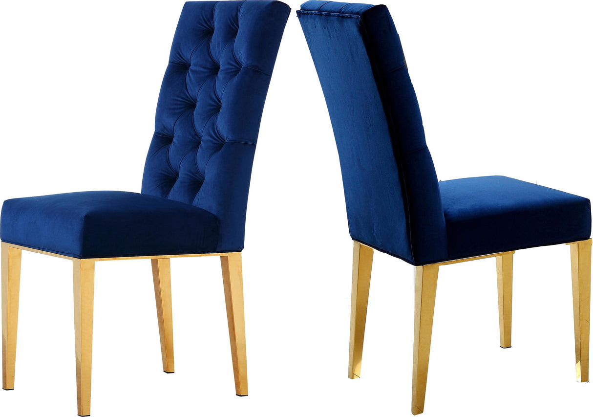 Capri Navy Velvet Dining Chair - galleria furniture outlet